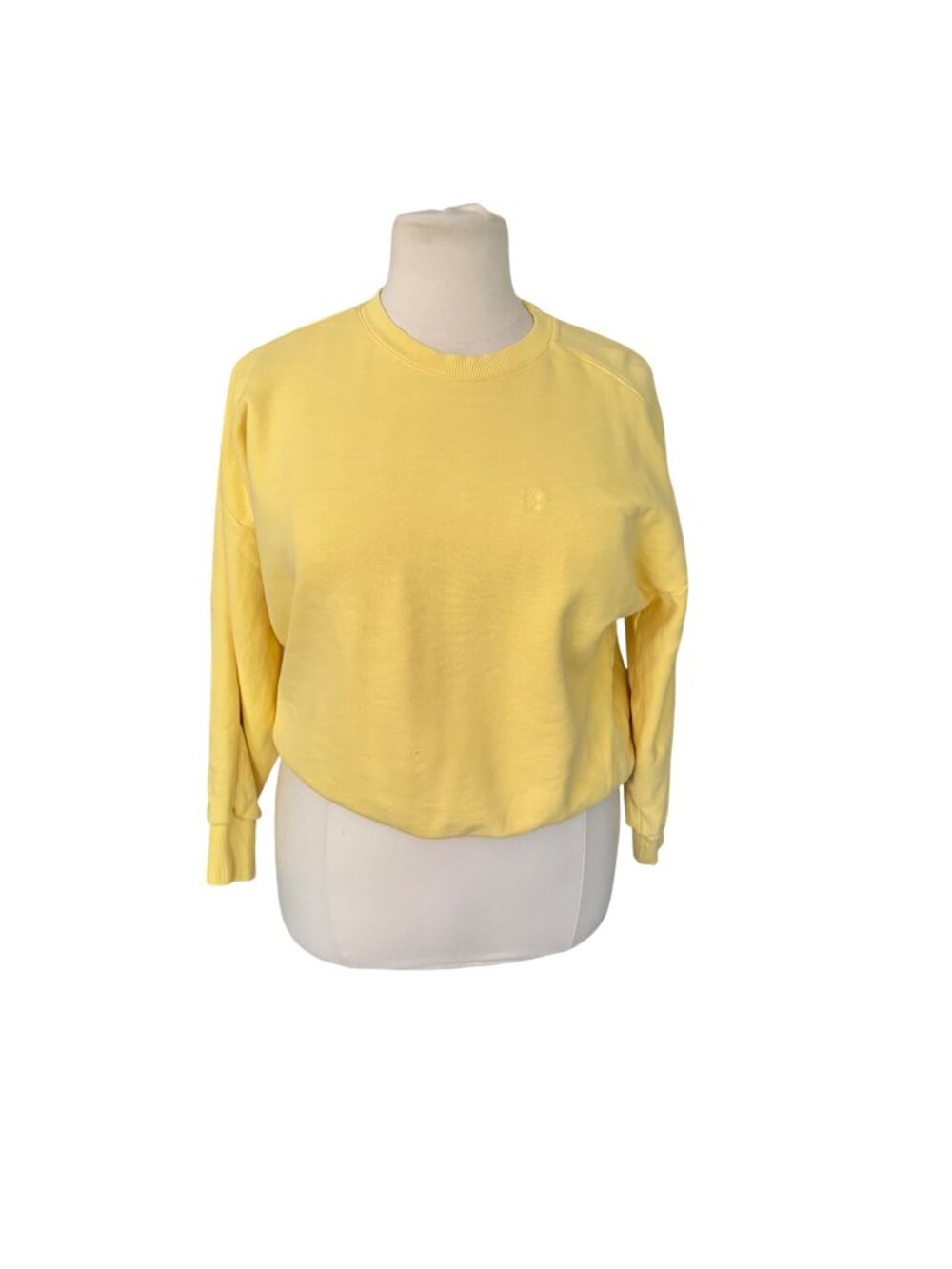 Athletic Yoga Sweaty Betty Size XL Yellow Crop Long Sleeve Crewneck Sweatshirt
